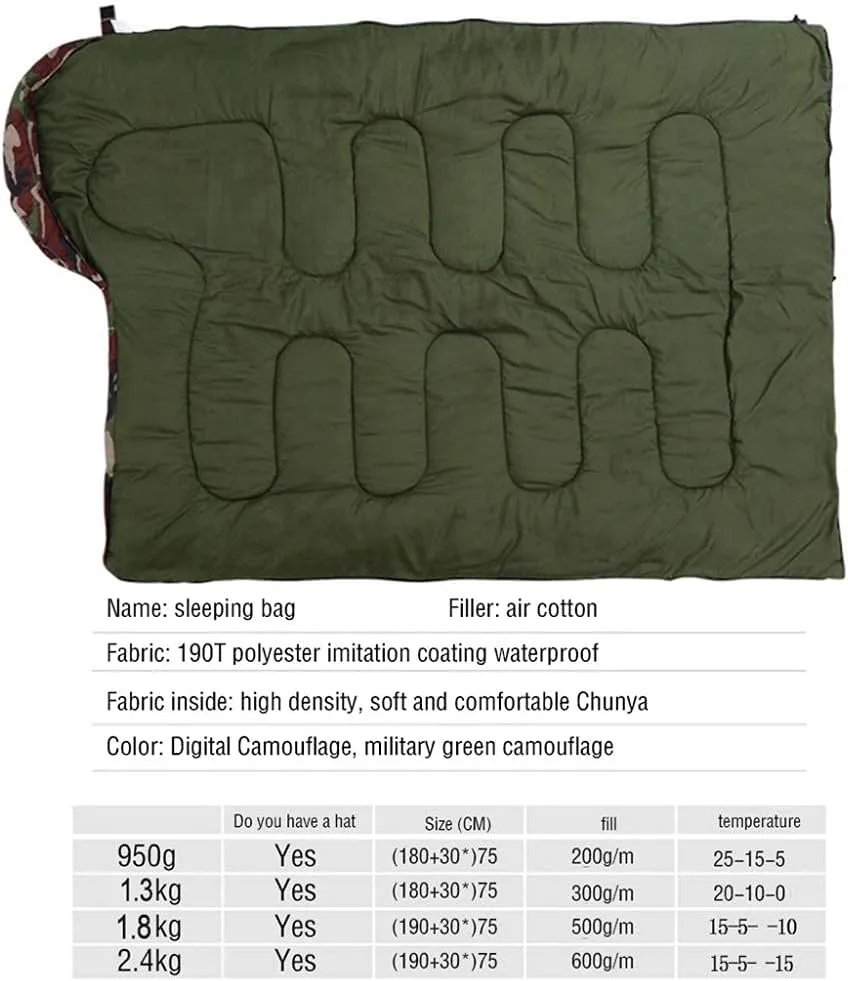 Sleeping Bag for Adults, Envelope Compact Outdoor Sleeping Bags, with Compression Sack, for Adults & Kids -Indoor & Outdoor, Camping, Backpacking, Hiking-1kg_Digital Camouflage Super