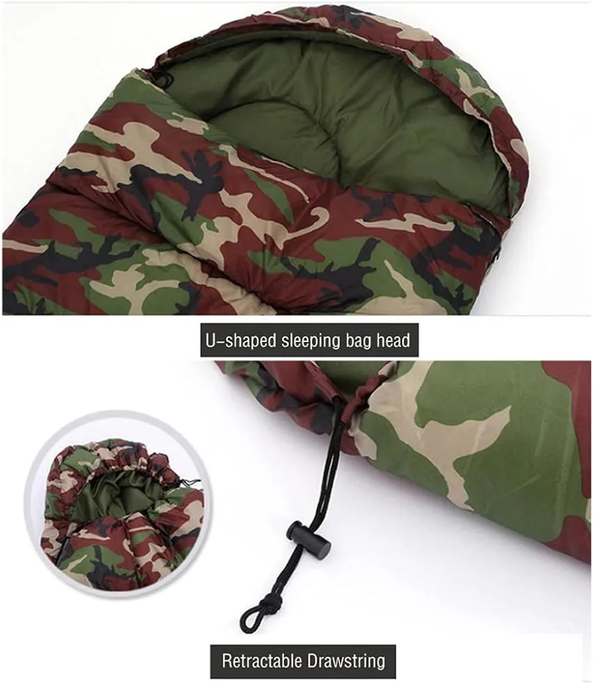 Sleeping Bag for Adults, Envelope Compact Outdoor Sleeping Bags, with Compression Sack, for Adults & Kids -Indoor & Outdoor, Camping, Backpacking, Hiking-1kg_Digital Camouflage Super