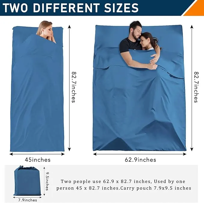 Sleeping Bag Liner - Lightweight, Compact & Portable Adult Sleeping Bag Liner,Lightweight Travel Sheet for Hotels & Traveling, Suitable for All Seasons, Camping, Backpacking, Hiking