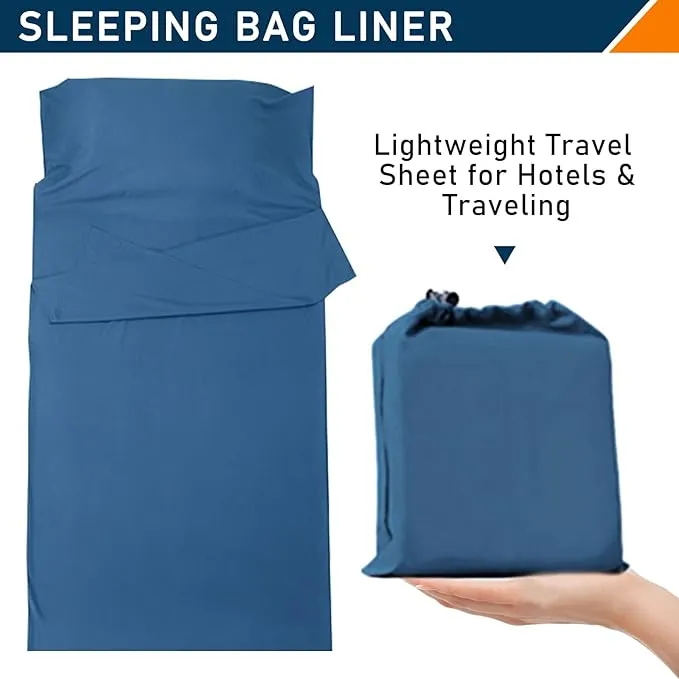 Sleeping Bag Liner - Lightweight, Compact & Portable Adult Sleeping Bag Liner,Lightweight Travel Sheet for Hotels & Traveling, Suitable for All Seasons, Camping, Backpacking, Hiking