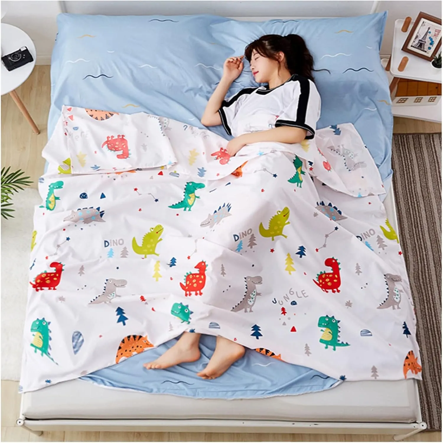 Sleeping Bag Liners Comfortable Cotton Sleeping Bag Liner with Zipper, Camping Sheets and Travel Sheets for Single Double Sleeping Bags, Lightweight and Portable (Size : 120x210cm/47.24x82.67in)