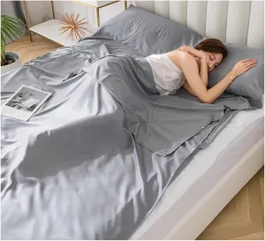Sleeping Bag Liners Ultralight Adult Sleeping Bag, Portable Camping Trip Hotel Sheets, Comfortable Tencel Sleeping Bag Liner, Pillowcase/Sheet/Quilt Cover All-in-one Bedding