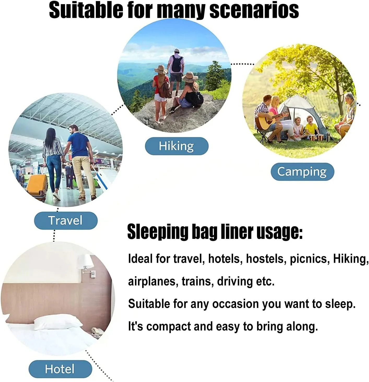 Sleeping Bag Liners Ultralight Adult Sleeping Bag, Portable Camping Trip Hotel Sheets, Comfortable Tencel Sleeping Bag Liner, Pillowcase/Sheet/Quilt Cover All-in-one Bedding
