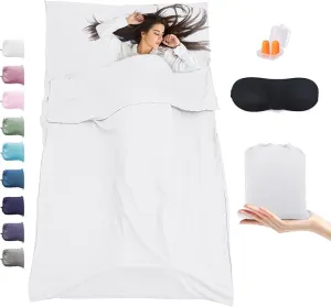 Sleeping Bag Liner,Travel Sheet & Adult Sleep Sack, Camping Sheets Travel Sleep Sack for Backpacking,Hotels & Hostels -Lightweight Single &Double Travel Sheet Camping Sheets