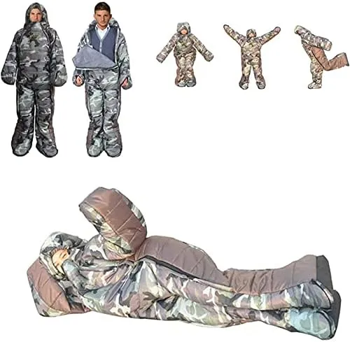 Sleeping Bag Suit for Adults Portable Lightweight 3-4 Season Sleeping Bags with for Arms and Feet Humanoid Sleeping Bag for Camping, Backpacking Or Hiking