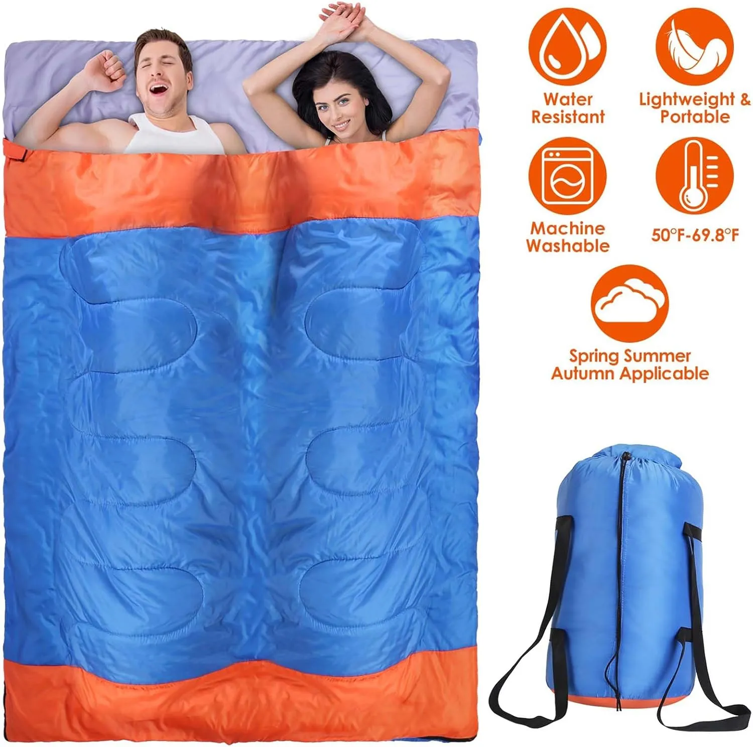 Sleeping Bags for Adults, 3 Season Warm & Cool Weather Camping Sleeping Bag Lightweight Waterproof Sleeping Bags for Adults Kids Outdoors Traveling
