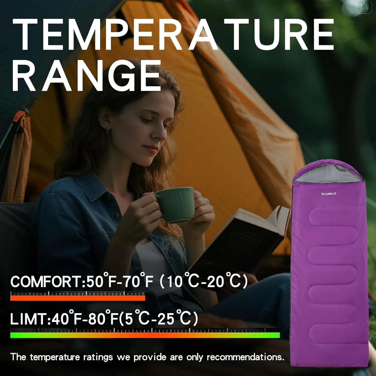 Sleeping Bags for Adults 30/40/50 ℉ Cold Weather,Portable, Waterproof,Lightweight Sleeping Bag for Tall Girls Boys with Compression Sack for Warm Camping,Outdoor & Indoor,Hiking