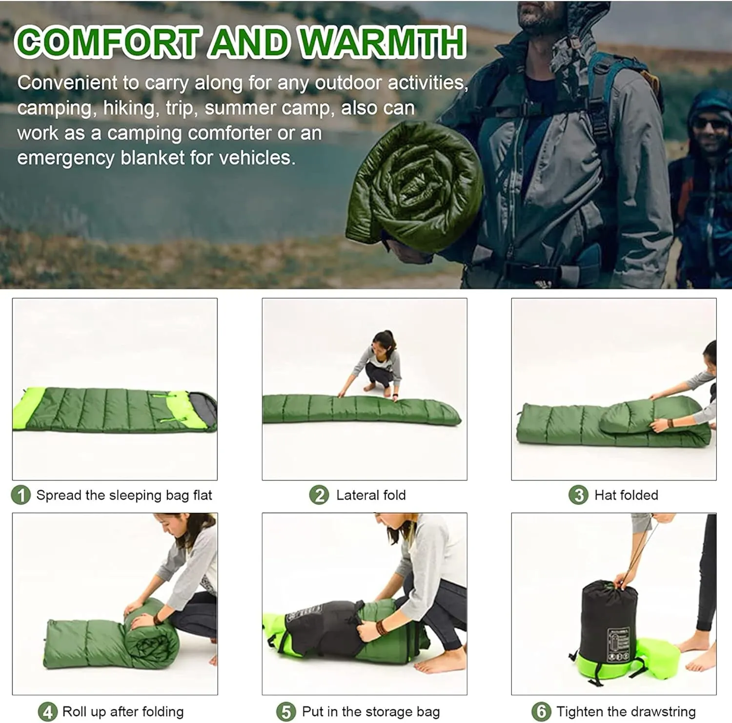Sleeping Bags for Adults Backpacking Lightweight Waterproof- Cold Weather Sleeping Bag for Girls Boys Mens for Warm Camping Hiking Outdoor Travel Hunting, Fits 23°F to 68°F