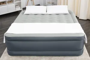 SleepLux King Air Mattress Extra Durable Non-Leak Tough Guard Material 22" Raised Airbed with Built in Pump   USB Charger (80" 72"x22") Grey