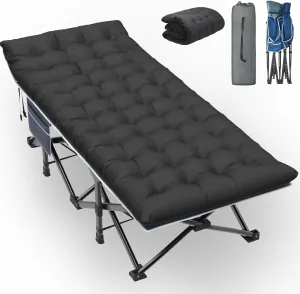 Slendor XXL Camping Cot, Oversized Cot for Adults, 79" L x 32" W x 19" H Sleeping Bed with Mattress, Carry Bag, Folding Camping Cot Bed for Travel, Guest, Support 500lbs