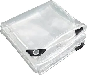 Small Multipurpose Cover, Heavy Duty Clear Tarps Sheet Cover Plastic Sheeting with Eyelets，PVC Transparent Sheet for Outdoor Use(3x5m)