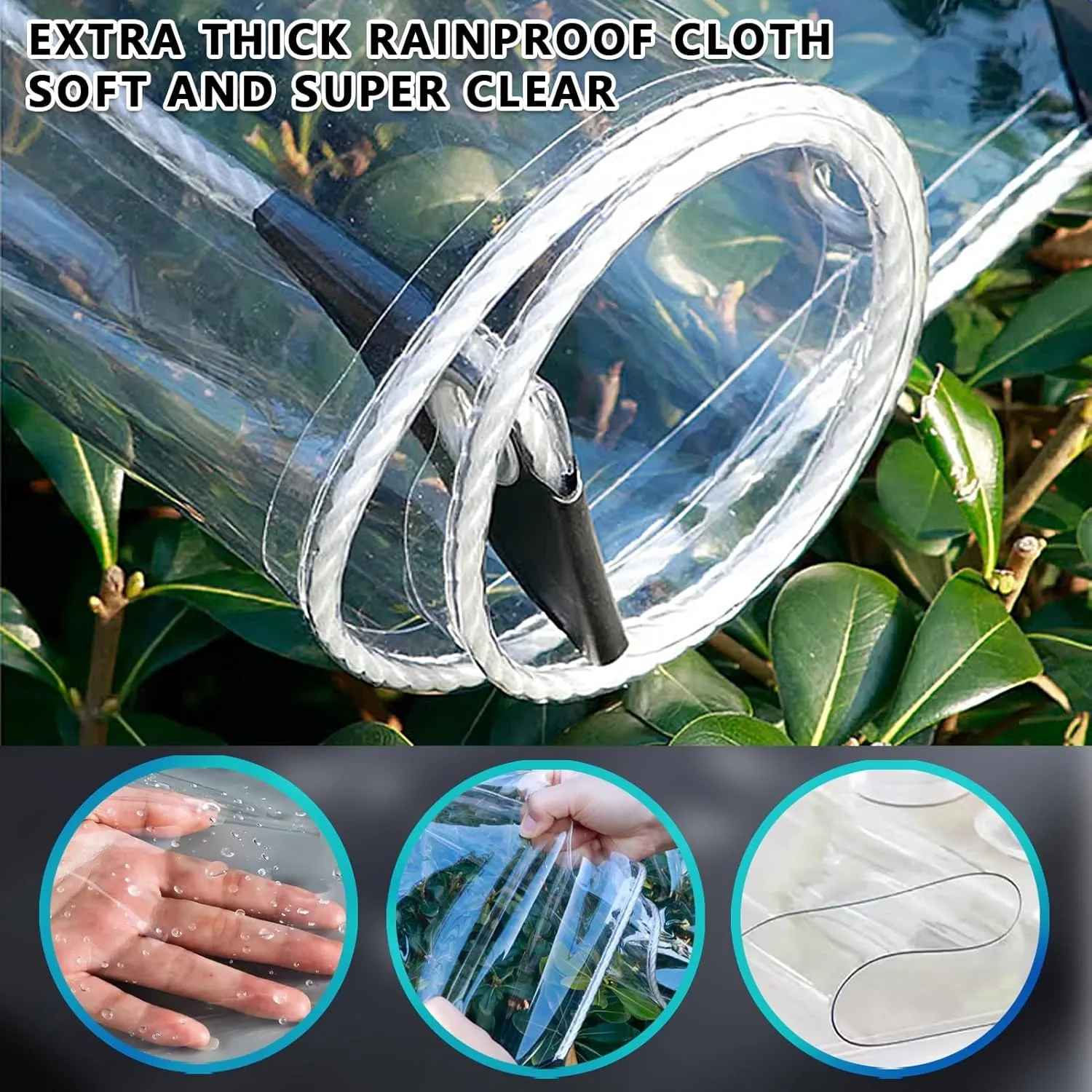 Small Multipurpose Cover, Heavy Duty Clear Tarps Sheet Cover Plastic Sheeting with Eyelets，PVC Transparent Sheet for Outdoor Use(3x5m)