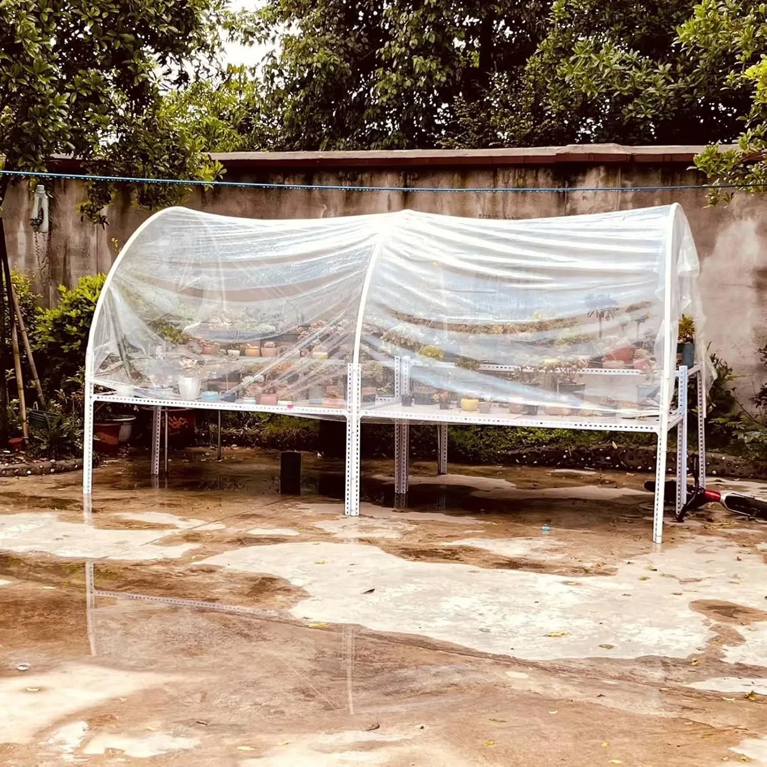 Small Multipurpose Cover, Transparent with Grommets, PVC Tarp Cover Tear Resistance, Windproof Outdoor Curtain, for Canopy Patio Garden Pergola(3x8m)