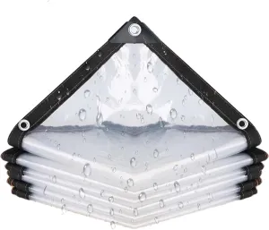 Small Multipurpose Cover, Transparent with Grommets, PVC Tarp Cover Tear Resistance, Windproof Outdoor Curtain, for Canopy Patio Garden Pergola(3x8m)