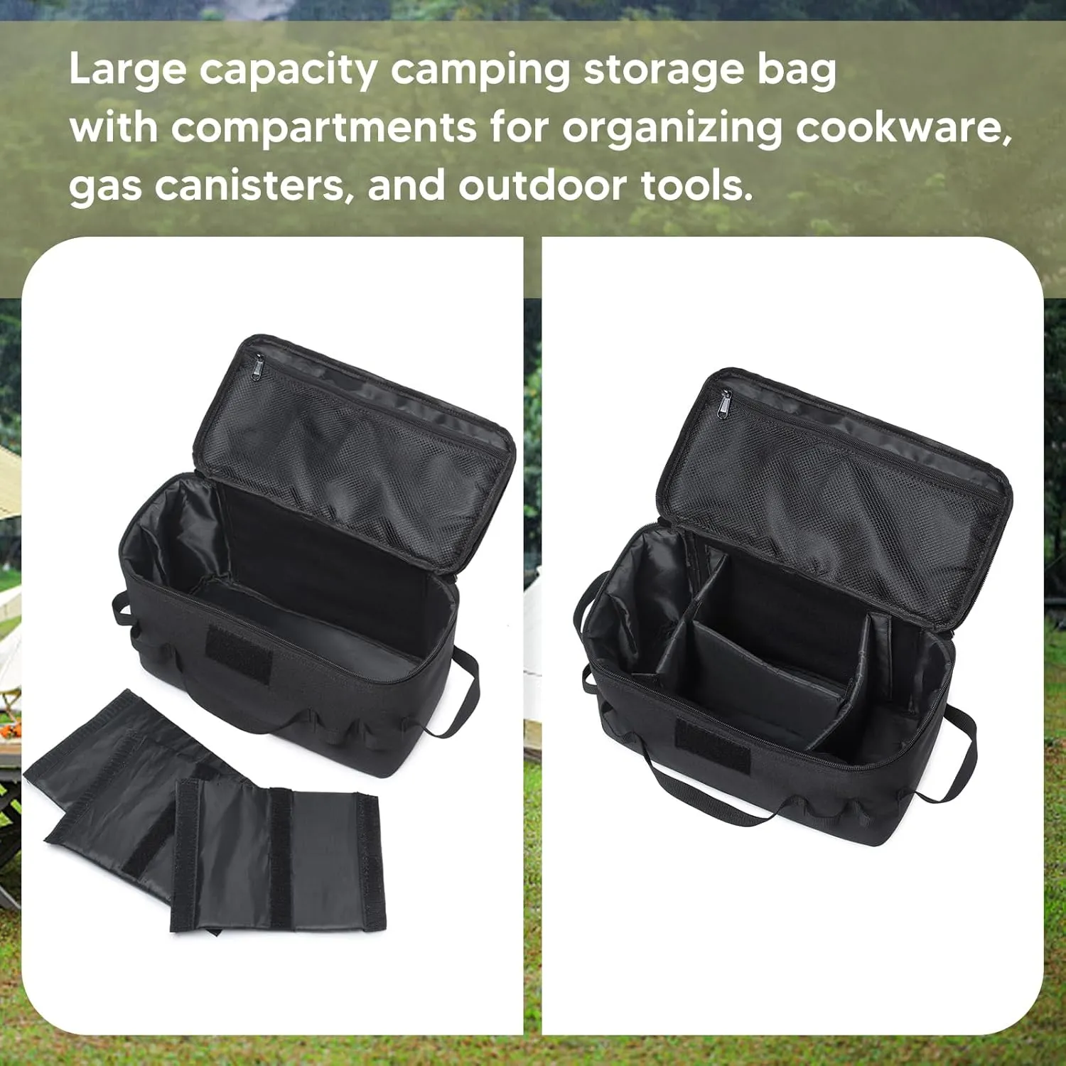 Small Tactical Duffle Bag for Men, 11L Gym Bag with 3 Adjustable Dividers Tactical Utility Tote Bag Camping Cookware Organizer MOLLE Shoulder Bags Sports Travel Bag for Camping Sports Gym, Black
