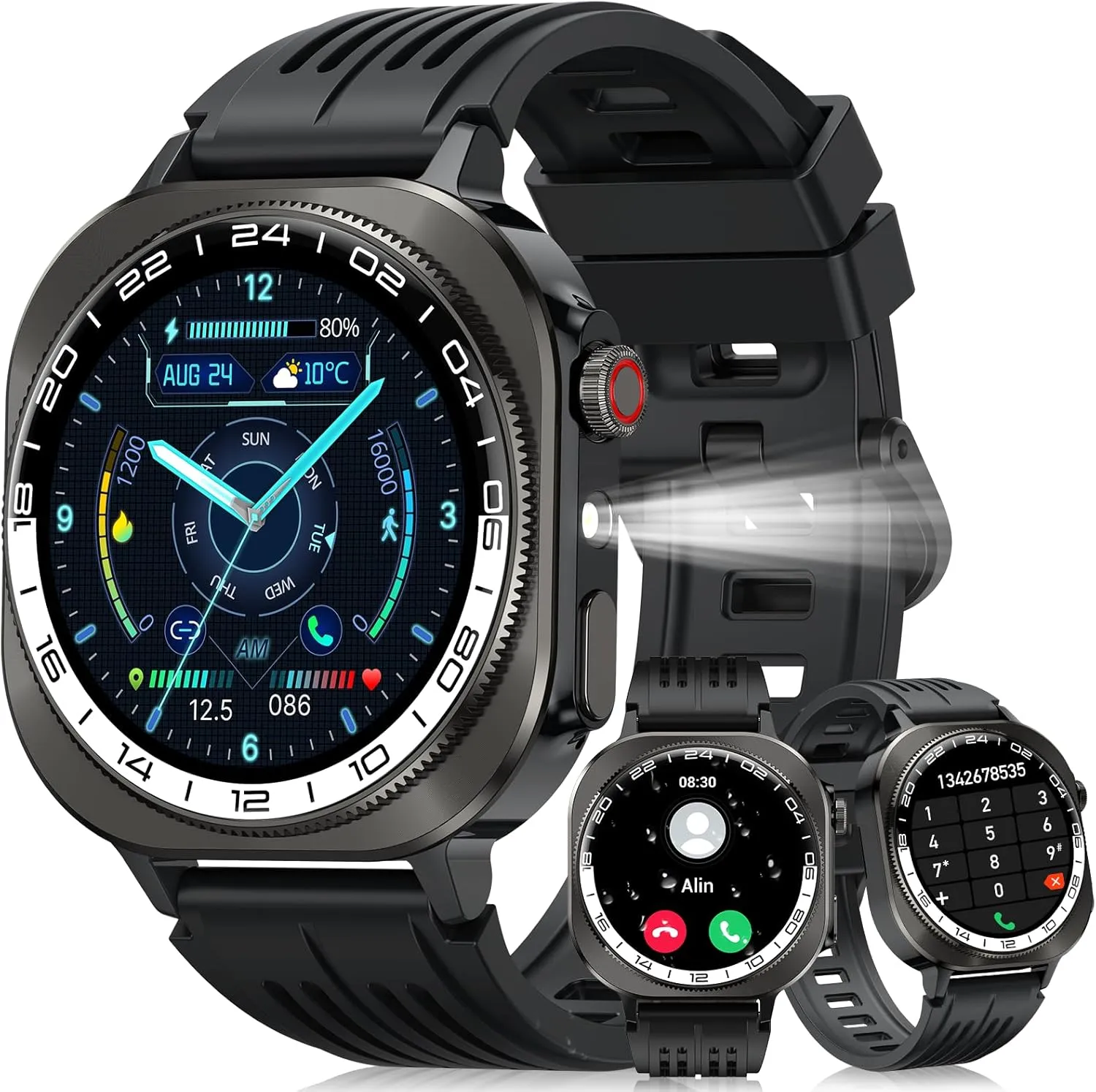 Smart Watch, 2025 AMOLED Screen 1.43" Smartwatch for Men Women (Answer/Make Call), 130  Sport Modes Fitness Activity Tracker, Flashlight/660mAh/Heart Rate/Sleep Monitor, IP68 Waterproof Android iOS