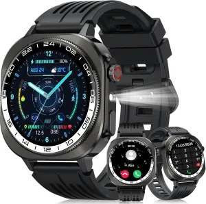 Smart Watch, 2025 AMOLED Screen 1.43" Smartwatch for Men Women (Answer/Make Call), 130  Sport Modes Fitness Activity Tracker, Flashlight/660mAh/Heart Rate/Sleep Monitor, IP68 Waterproof Android iOS