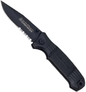 Smith & Wesson Extreme Ops Drop Point Black with liner lock and 7Cr17 High Carbon Stainless Handle for EDC, Outdoor, Tactical and Survival