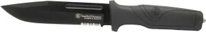 Smith & Wesson Search and Rescue 11in High Carbon S.S. Fixed Blade Knife with 6in Serrated Drop Blade and Rubberized Handle for Outdoor Survival and EDC , Black