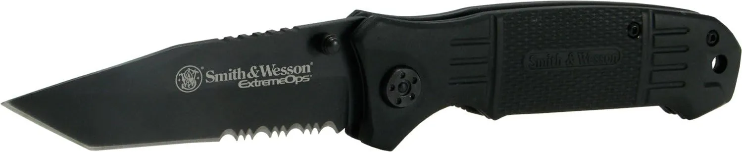 Smith & Wesson SWEX2TS Extreme Ops. Knife with 40% Serrated Notched Tanto Blade