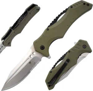 Snake Eye Xtreme Collection Pivot Langford Folding Ball Bearing Flipper Liner Lock Pocket Knife (Green)