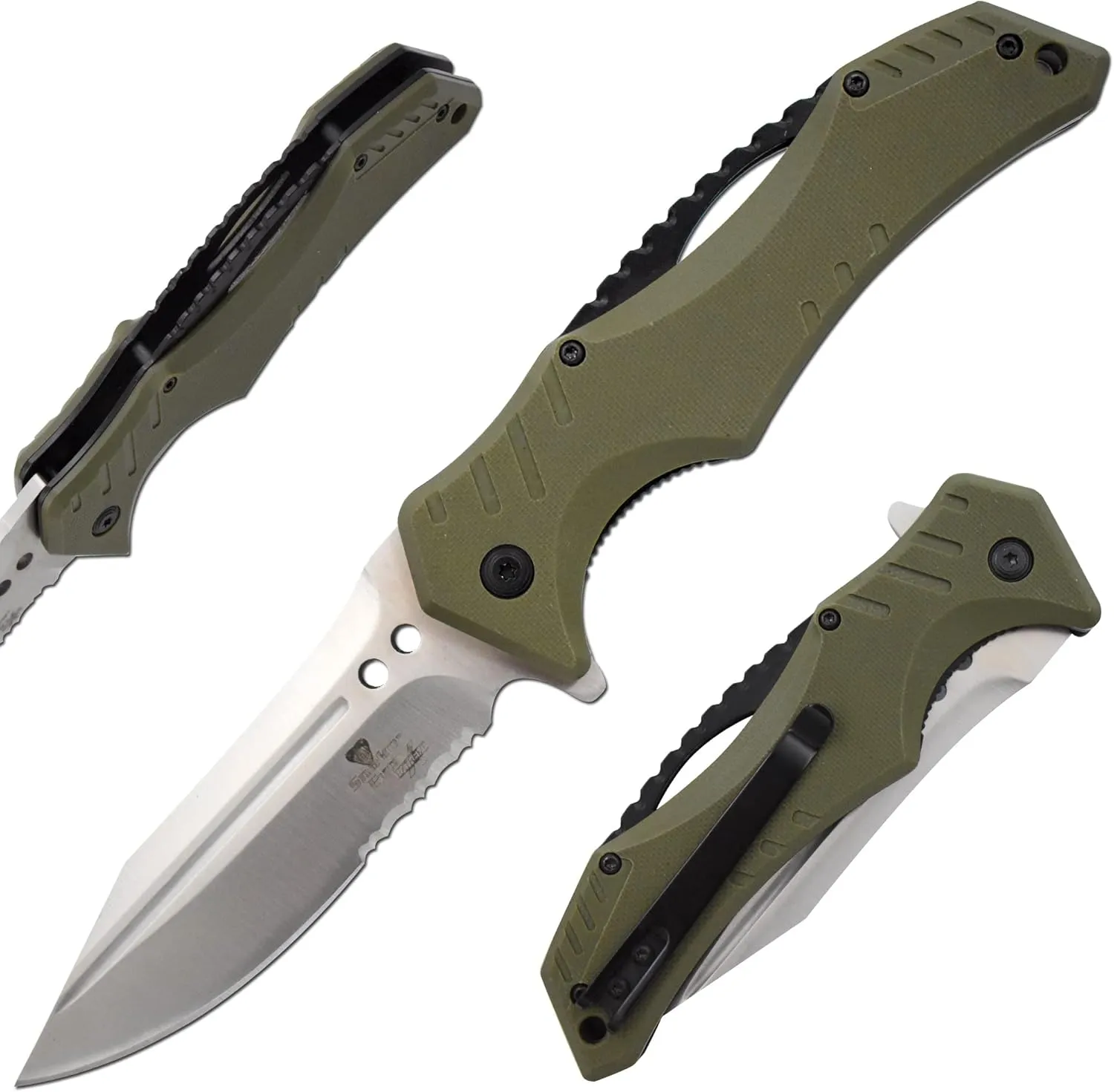Snake Eye Xtreme Collection Pivot Langford Folding Ball Bearing Flipper Liner Lock Pocket Knife (Green)