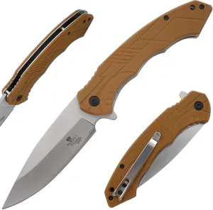 Snake Eye Xtreme Collection Pivot Langford Folding Ball Bearing Flipper Liner Lock Pocket Knife(1108) (Brown)