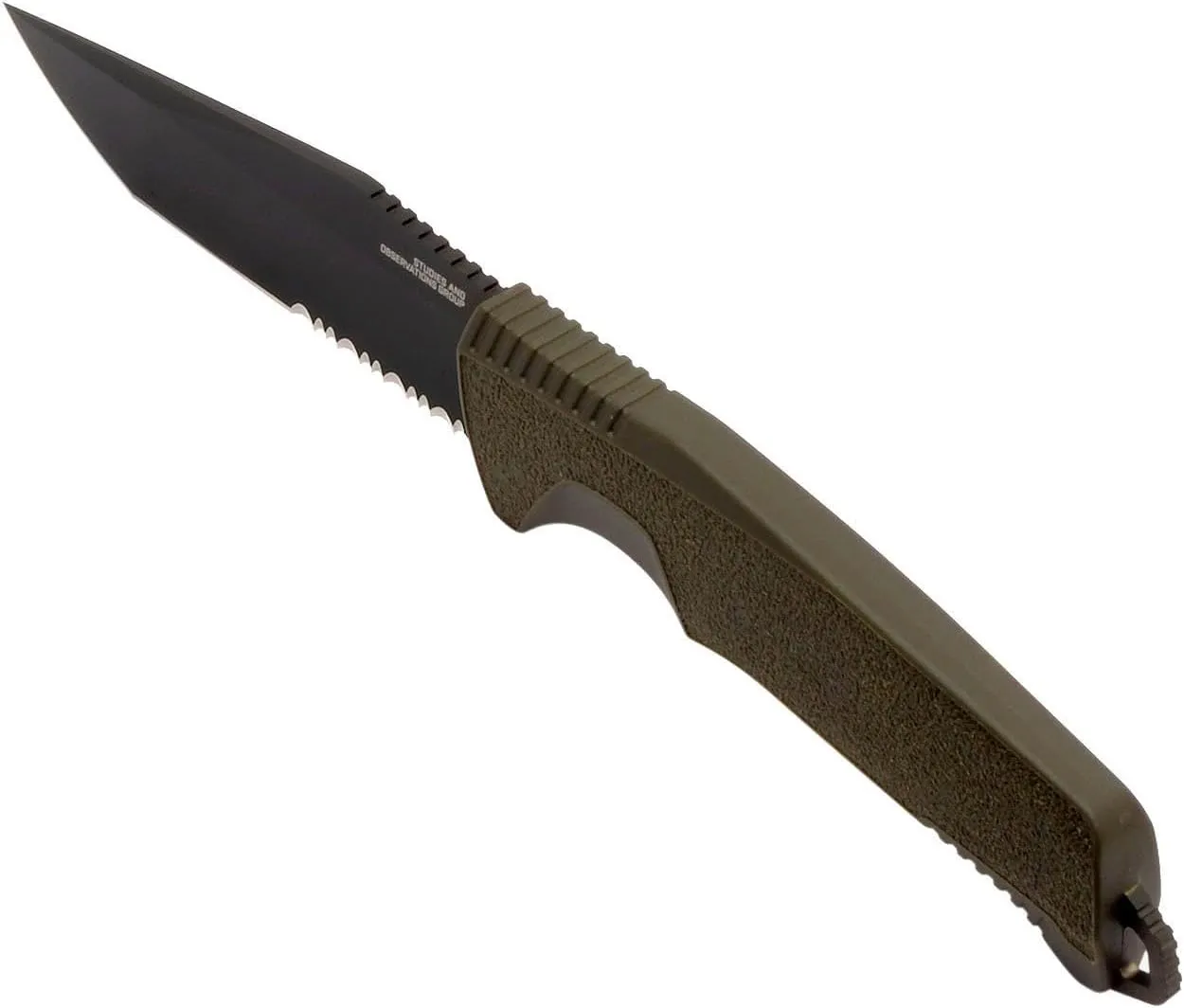SOG Trident FX Partially Serrated Fixed Blade Full-Tang Tanto Knife | CRYO 4116 Steel | GRN Grip | UMS Compatible Sheath
