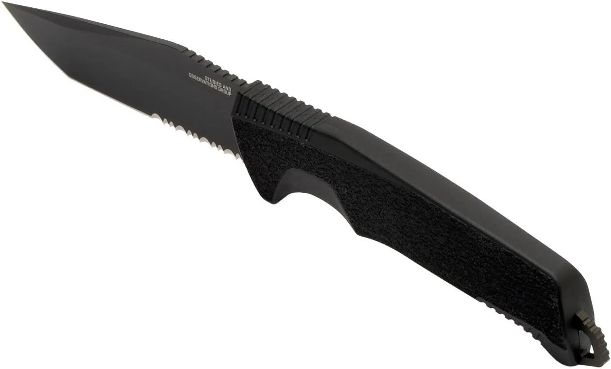 SOG Trident FX Partially Serrated Fixed Blade Full-Tang Tanto Knife | CRYO 4116 Steel | GRN Grip | UMS Compatible Sheath
