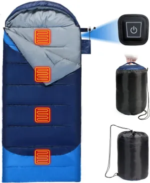 Sojoy Heated Sleeping Bag for Adult-4pcs Heating Areas and 3 Adjustable Heating Levels-Great for Cold Weather Outdoor Camping,Backpacking&Hiking