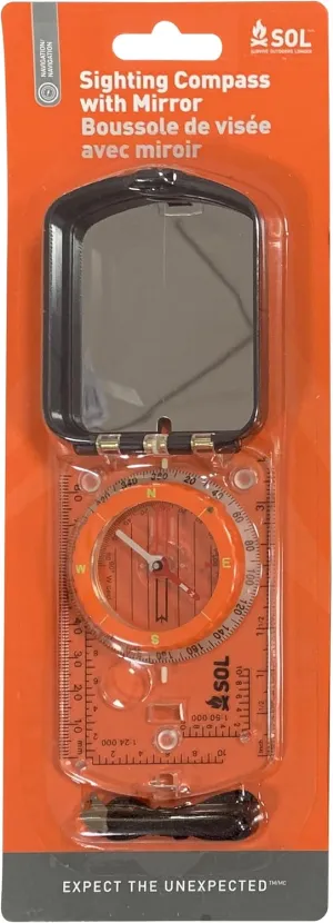 S.O.L. Survive Outdoors Longer Sighting Compass with Signaling Mirror