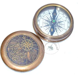Solid Brass Compass - Antique Finish Gift Item for Adventurers & Collectors