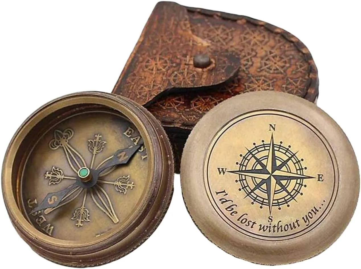 Solid Brass Compass Unique Gift for Husband, Love, Valentine's, Boyfriend, Fiance (I Would be Lost Without You.) W/Case by DOLLOND LONDON1920
