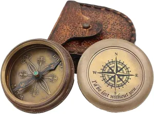 Solid Brass Compass Unique Gift for Husband, Love, Valentine's, Boyfriend, Fiance (I Would be Lost Without You.) W/Case by DOLLOND LONDON1920