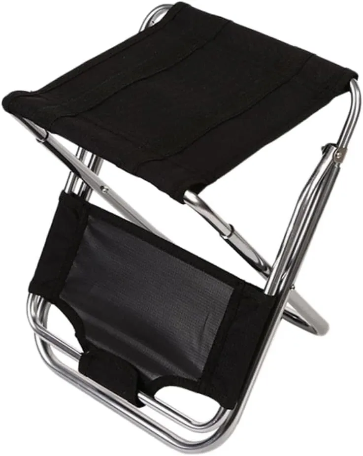Sosoport Outdoor Folding Camping Stool Black Strong Bracket Connections Stable Lightweight for Sports Events