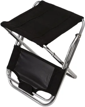 Sosoport Outdoor Folding Camping Stool Black Strong Bracket Connections Stable Lightweight for Sports Events