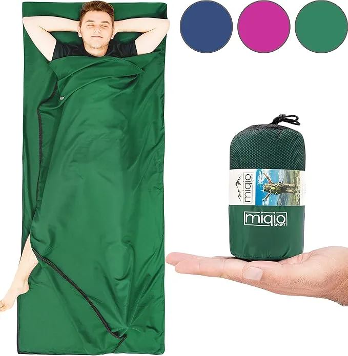 Sport 2-in-1 Sleeping Bag Liner and XL Sized Travel Sheet - Ultra Lightweight Sleep Liner Double Travel Bed Sheet - Inlett Inlay