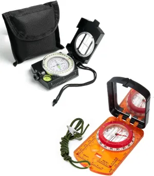 Sportneer Military Grade Lensatic Compass - Waterproof, Shakeproof, Fluorescent - Hiking, Camping, Hunting, Outdoor - Boy Scout Compass with Storage Bag