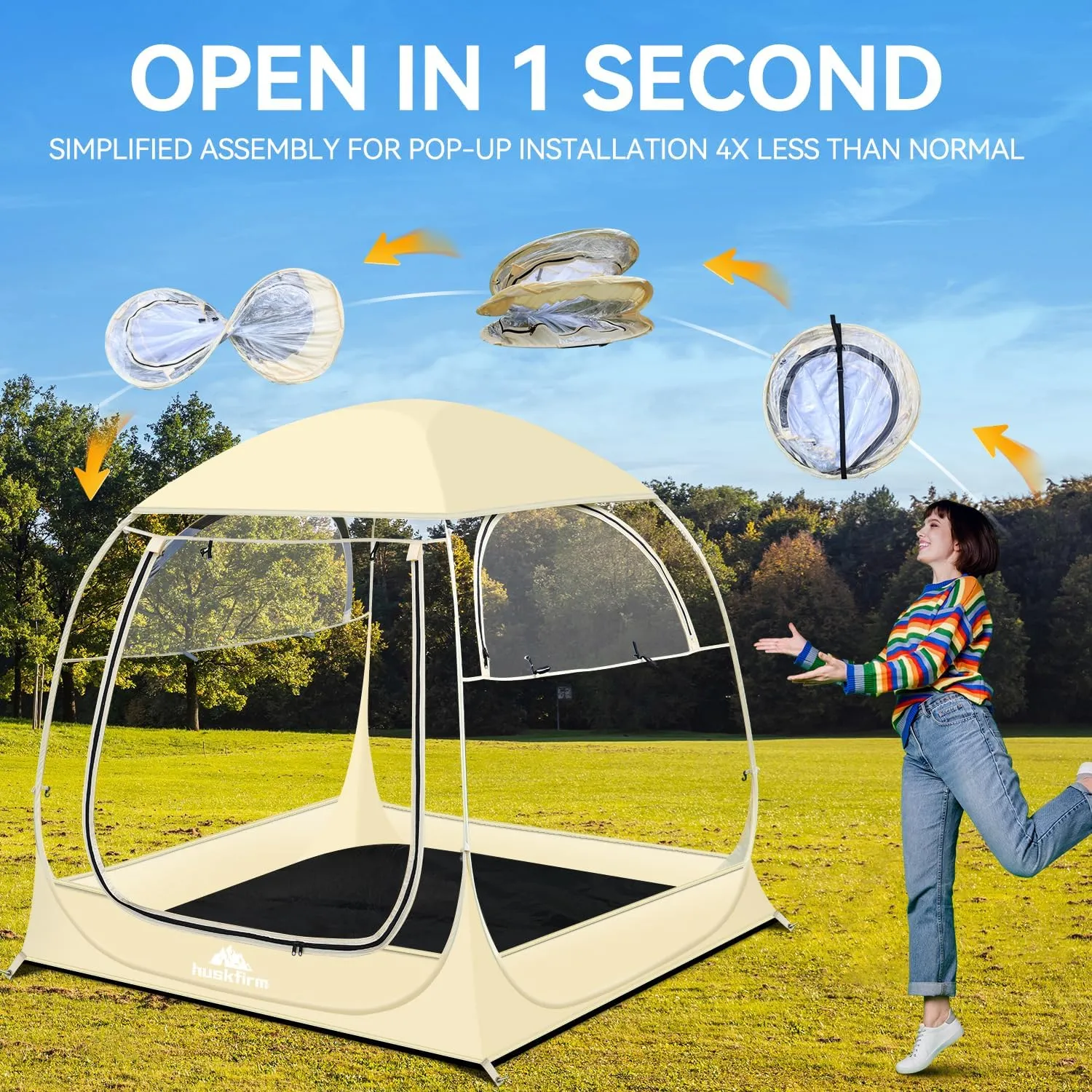 Sports Tent Pop Up Clear Bubble Tent All Weather Sport Shelter for Outdoor Sports Events Fishing, Quick Setup & Waterproof & Windproof, Detachable Top Cover for Rain