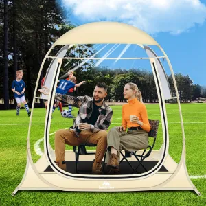 Sports Tent Pop Up Clear Bubble Tent All Weather Sport Shelter for Outdoor Sports Events Fishing, Quick Setup & Waterproof & Windproof, Detachable Top Cover for Rain