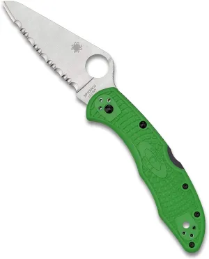 Spyderco C88FSGR2 Salt 2 Green FRN Handle LC200N Serrated Edge Folding Knife
