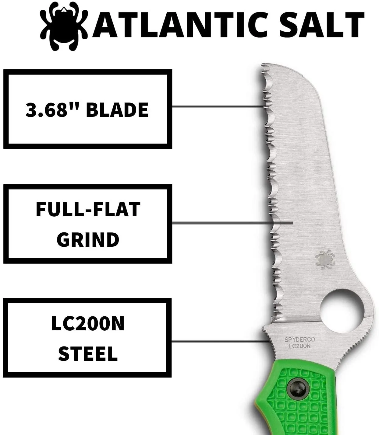 Spyderco C89FSGR Atlantic Salt Serrated Edge Green LC200N Folding Knife
