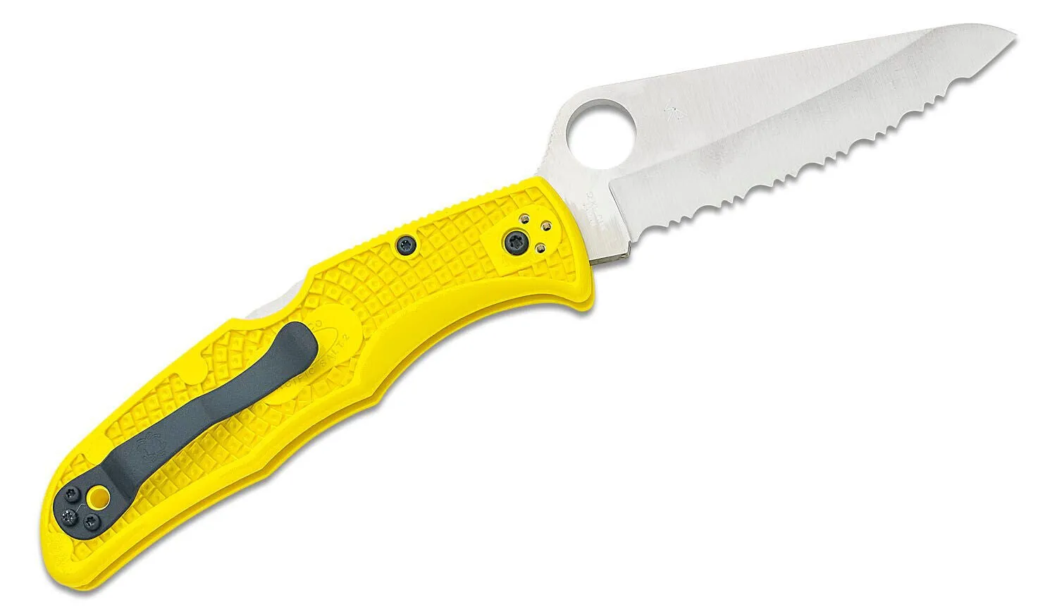 Spyderco C91SYL2 Pacific Salt 2 Yellow FRN Serrated Edge Satin H2 Folding Knife