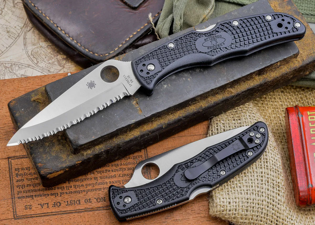 Spyderco Endura 4 FRN Black C10SBK Folding Serrated Edge Pocket Knife