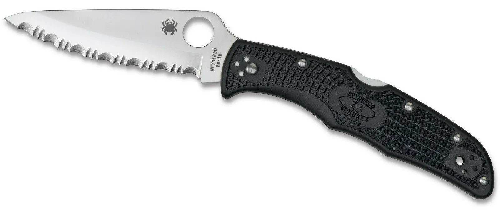 Spyderco Endura 4 FRN Black C10SBK Folding Serrated Edge Pocket Knife