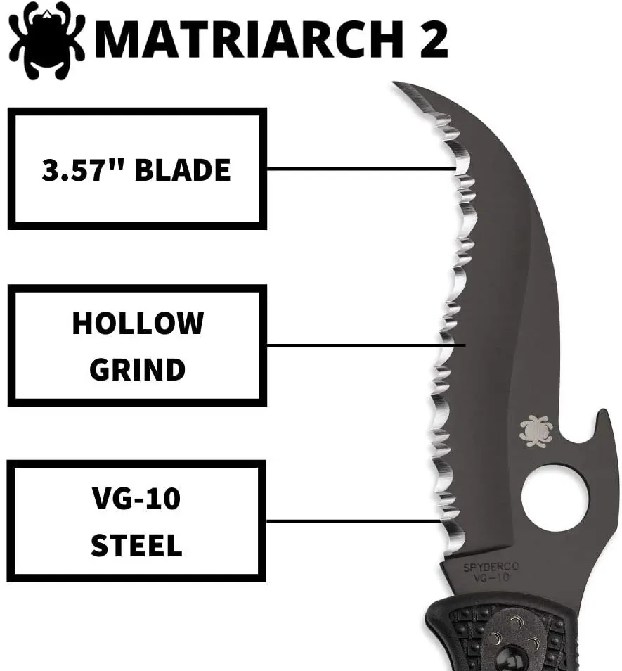 Spyderco Matriarch 2 Emerson Opener Black Blade Premium Folding Knife