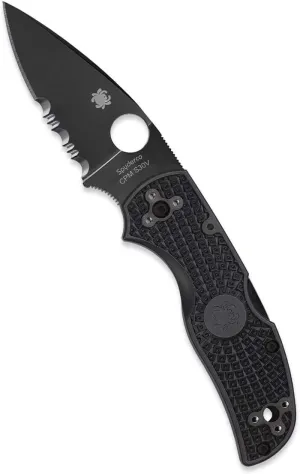 Spyderco Native 5 Signature Knife with 2.95" CPM S30V Black Steel Blade and Black FRN Handle - CombinationEdge - C41PSBBK5