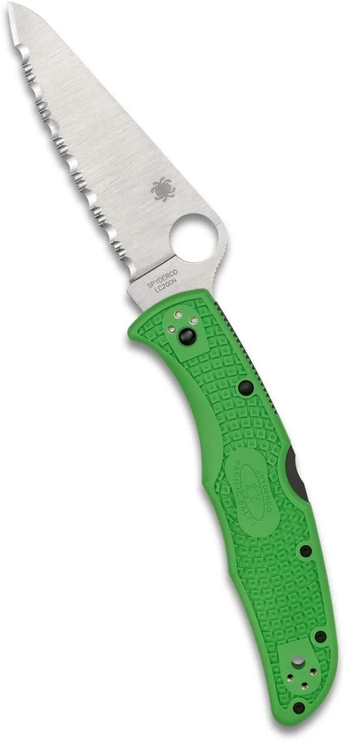 Spyderco Pacific Salt 2 Lightweight Knife with 3.78" Corrosion Resistant H-1 Steel Blade and Black Non-Slip FRN Handle
