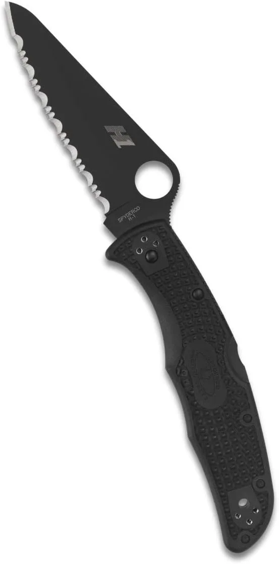 Spyderco Pacific Salt 2 Lightweight Knife with 3.78" Corrosion Resistant H-1 Steel Blade and Black Non-Slip FRN Handle