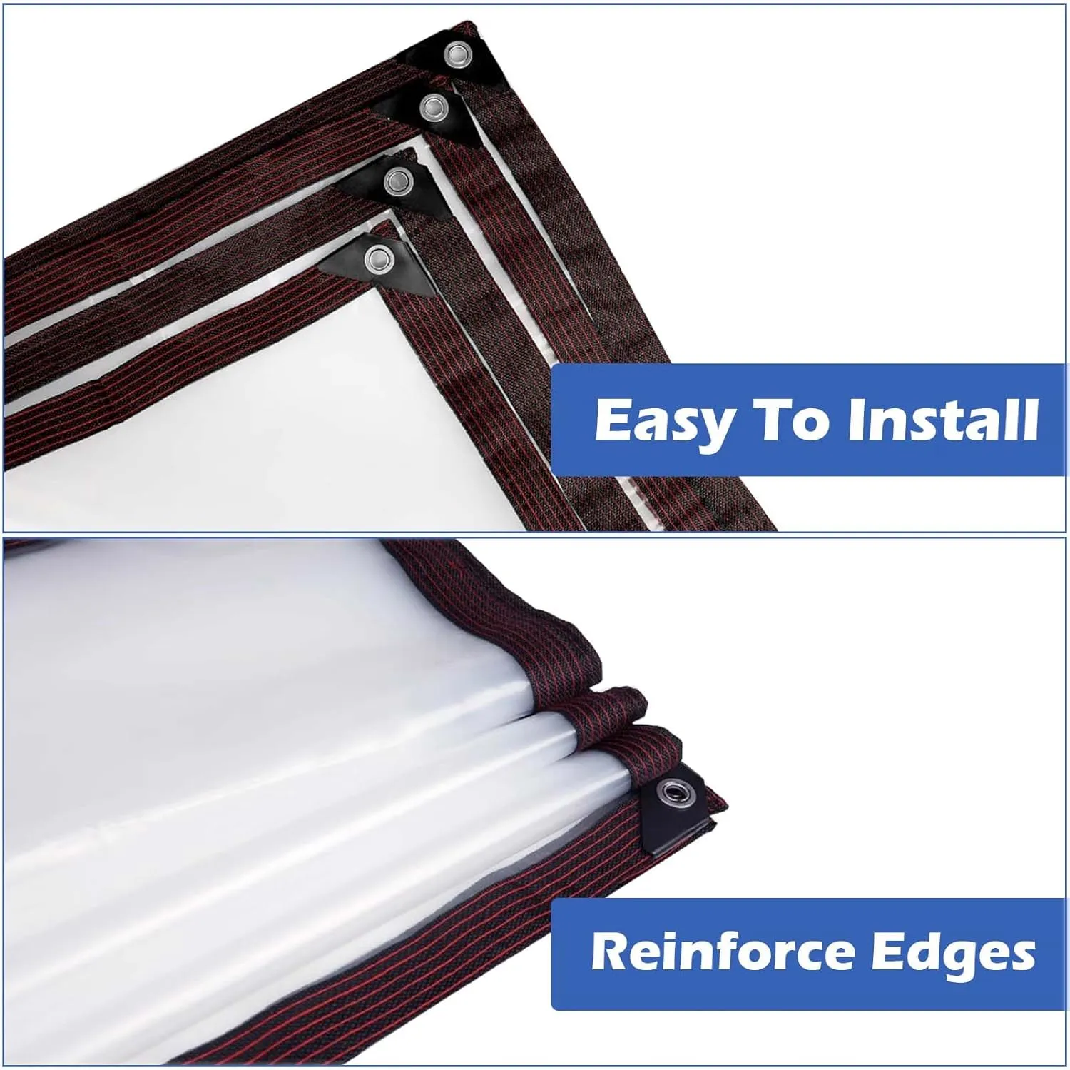 SRHIMEOS 3x36FT Transparent Tarps with Rustproof Grommets, Clear Plastic Tarp Waterproof, 5 Mil Thick Heavy Duty Poly Tarpaulin, UV Blocking Protective Cover, for Balcony Porch